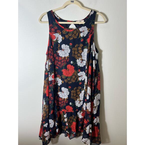 NWT Entro Navy Sleeveless Knee Length Shift Dress Sz L - Picture 1 of 3